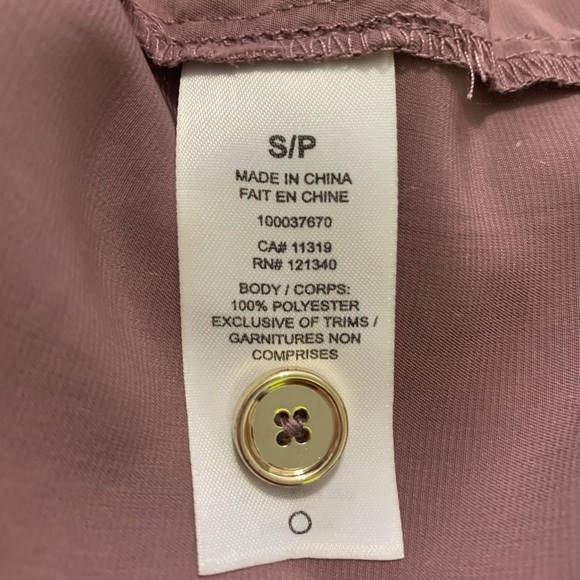 Long dusty pink collared shirt with pockets and robe tie - Picture 4 of 7